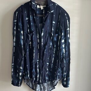 Anthropologie Dark Blue Patterned Shirt